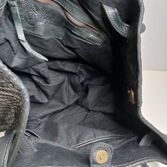 Vintage Valentina Women's Black Wicker Leather Bucket Shoulder Bag - Picture 6 of 12